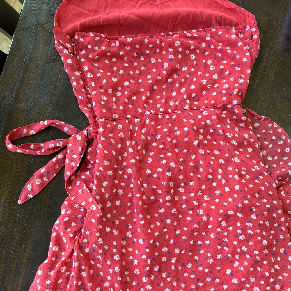 Abercrombie & Fitch Red Floral Halter Dress with Navy and White Accents